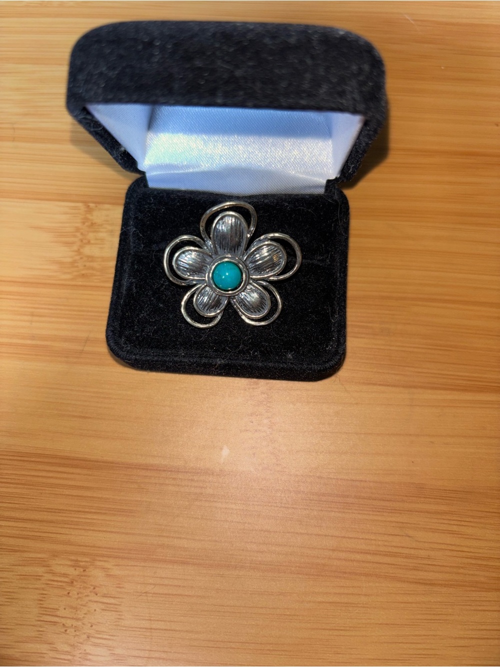 Or Paz Silver Floral Ring with Turquoise Center NWOT box not included sz 10